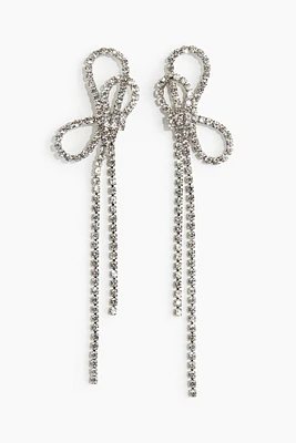 Bow-Shaped Rhinestone Earrings