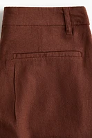 Knee-Length Linen-Blend Shorts