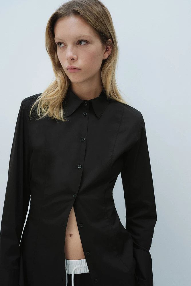 Tapered-Waist Shirt with Shoulder Pads