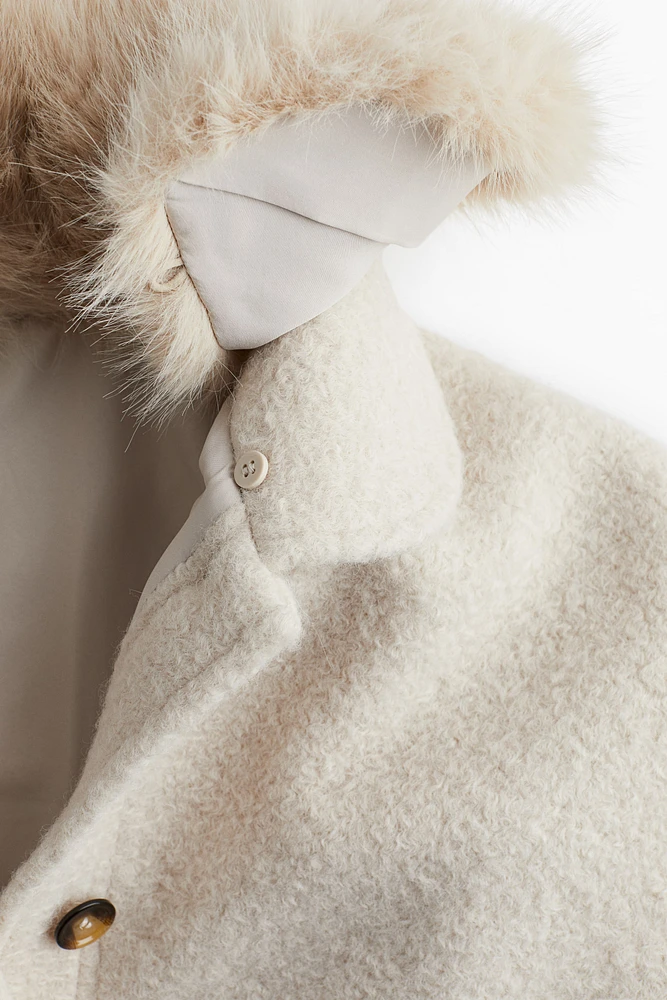 Twill Jacket with Fluffy Collar