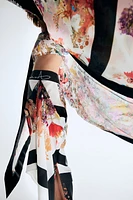 Silk-Blend Floral-Motif Draped Skirt