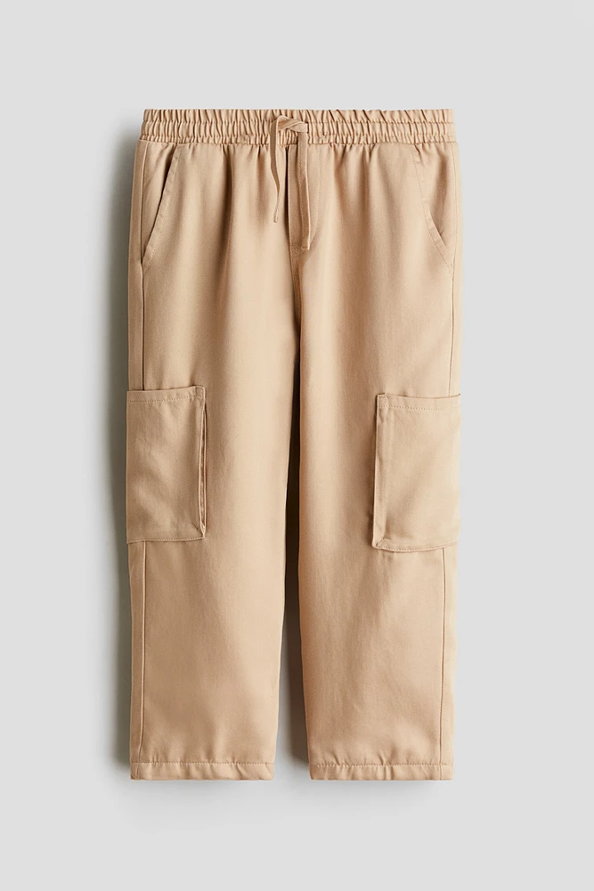 Jersey-Lined Twill Joggers