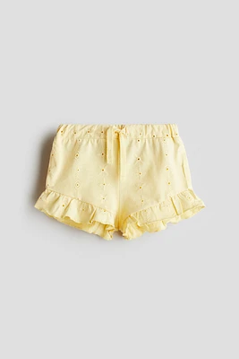 Jersey Shorts with Eyelet Embroidery