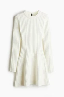 Rib-knit Dress with Flared Skirt