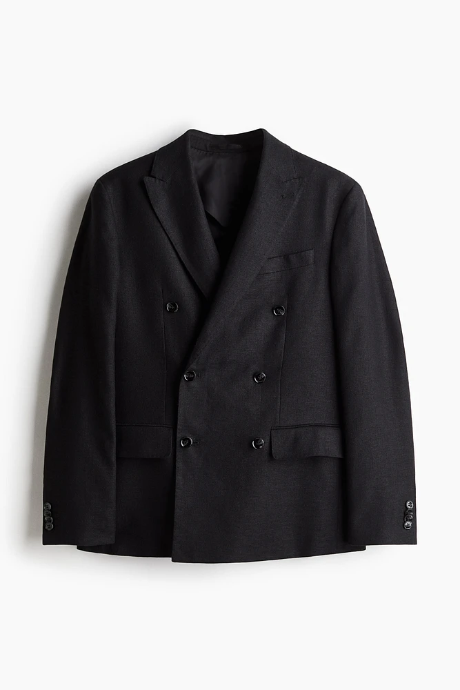 Relaxed-Fit Double-Breasted Linen-Blend Jacket