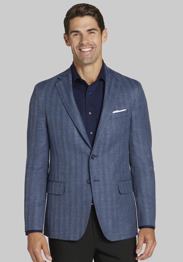 Reserve Collection Tailored Fit Herringbone Sportcoat Big & Tall CLEARANCE