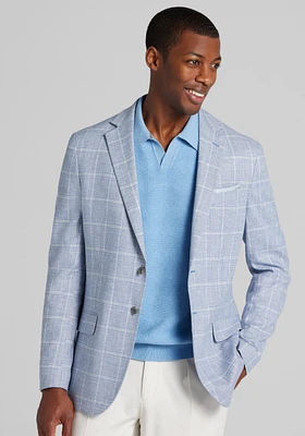 Jos A. Bank Tailored Fit Plaid Linen Blend Sportcoat