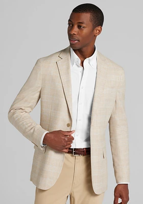 Jos. A. Bank Comfort Stretch Tailored Fit Plaid Linen Blend Sportcoat