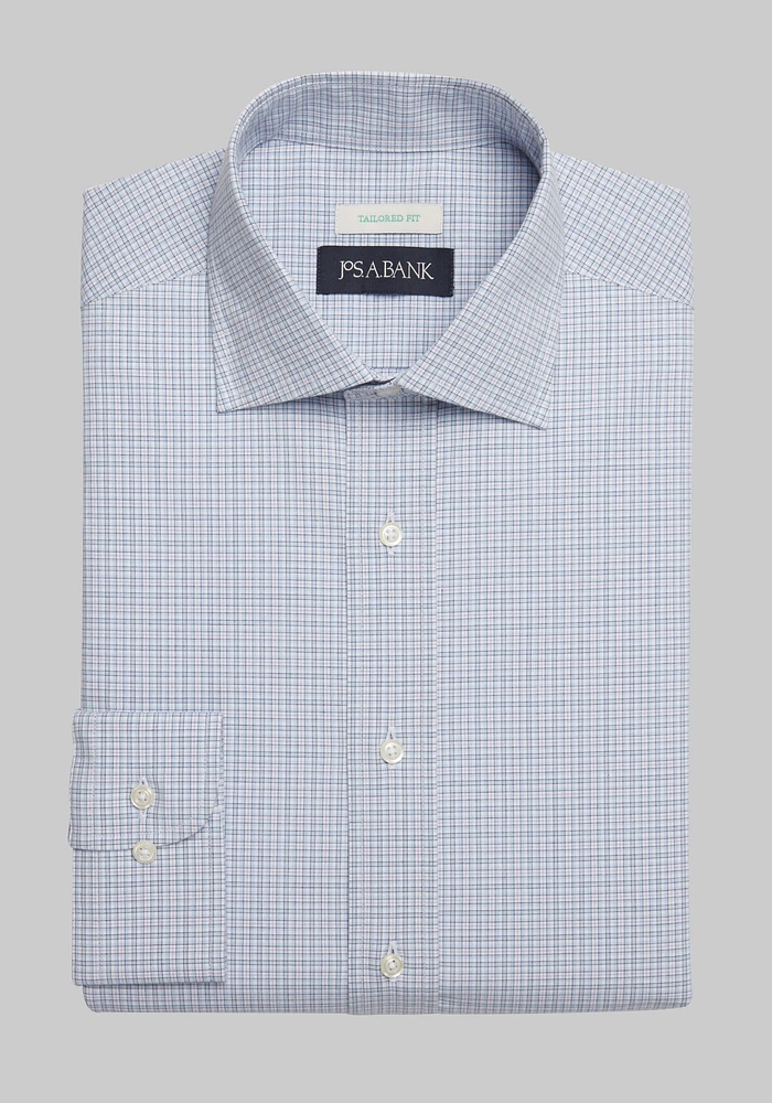 Jos. A. Bank Tailored Fit Spread Collar Plaid Dress Shirt CLEARANCE