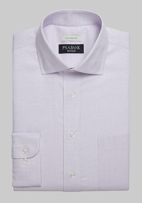 Traveler Collection Tailored Fit Small Grid Dress Shirt CLEARANCE