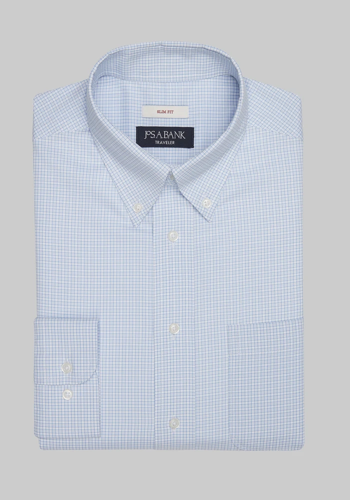 Traveler Collection Slim Fit Button-Down Collar Check Dress Shirt