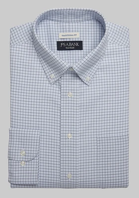 Traveler Collection Traditional Fit Button-Down Collar Check Dress Shirt