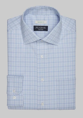 Traveler Collection Tailored Fit Spread Collar Check Dress Shirt CLEARANCE