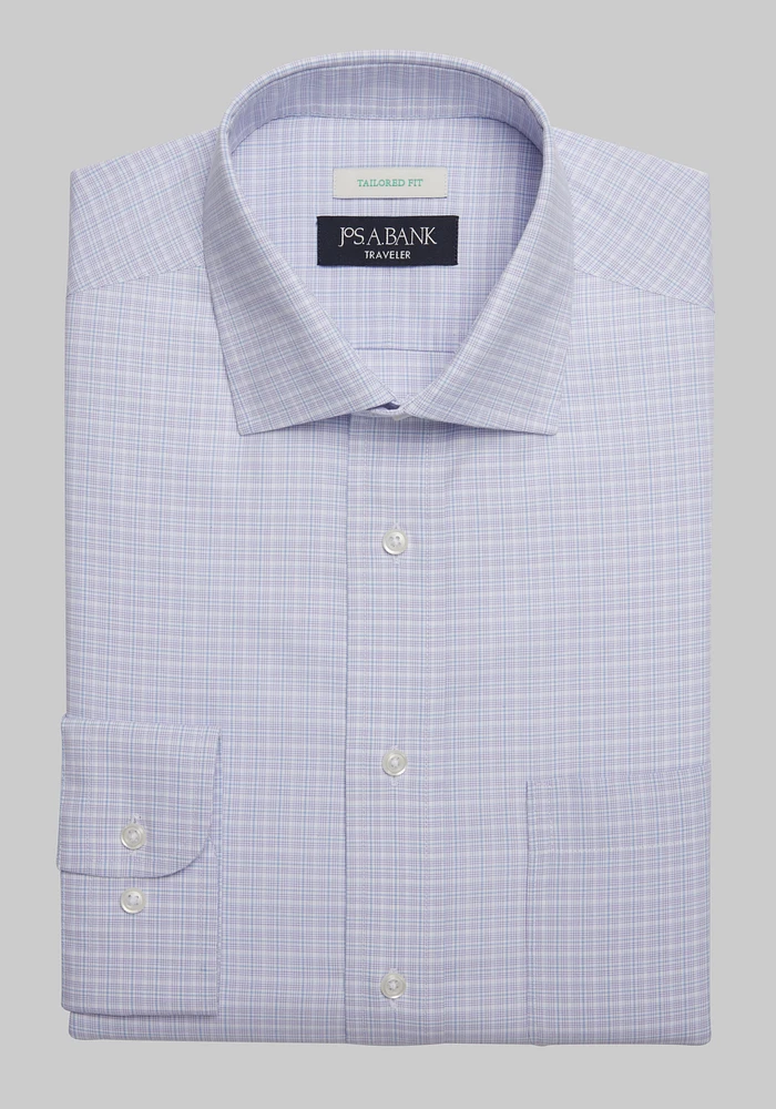 Traveler Collection Tailored Fit Spread Collar Multi Check Dress Shirt CLEARANCE