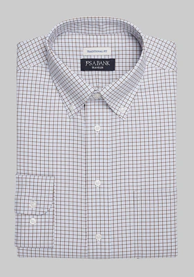 Traveler Collection Traditional Fit Button-Down Collar Grid Dress Shirt - Big & Tall CLEARANCE