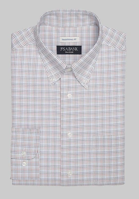 Traveler Collection Traditional Fit Button-Down Collar Multi Check Dress Shirt - Big & Tall CLEARANCE