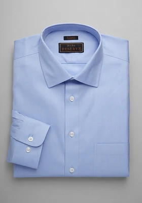 Reserve Collection Tailored Fit Spread Collar Herringbone Pattern Dress Shirt