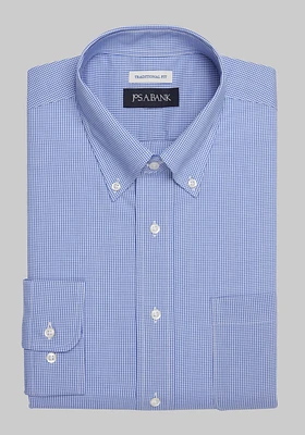 Jos. A. Bank Traditional Fit Button-Down Collar Mini Check Dress Shirt - Big & Tall CLEARANCE