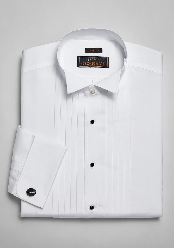 Reserve Collection Tailored Fit Wing Collar French Cuff Five-Pleat Formal Dress Shirt