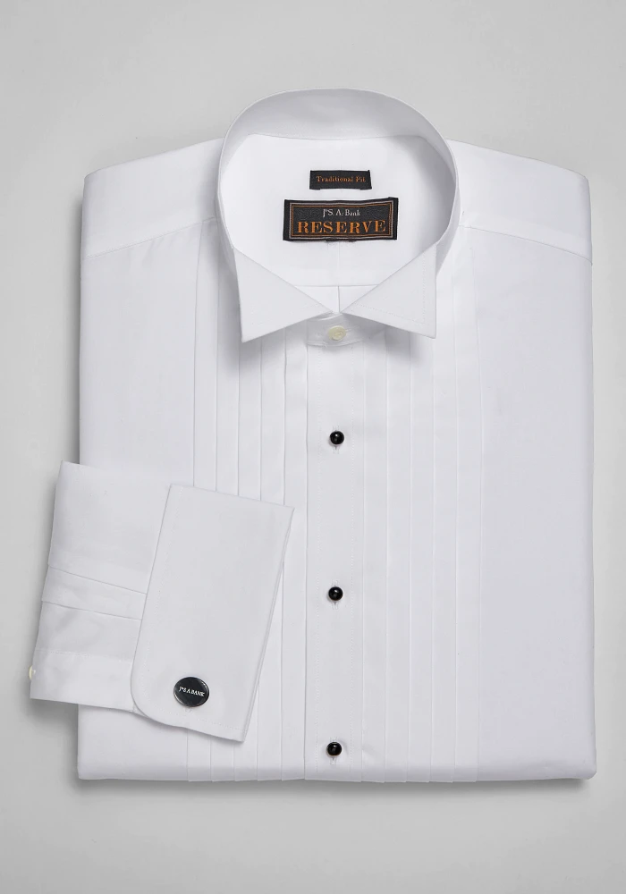 Reserve Collection Traditional Fit Wing Collar French Cuff Five-Pleat Formal Dress Shirt