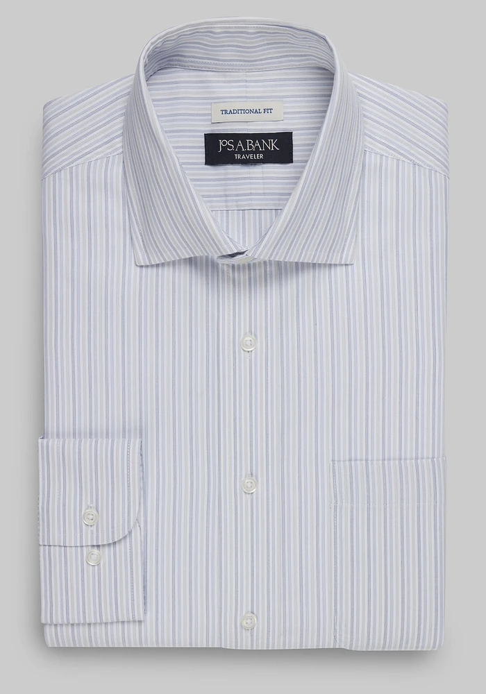 Traveler Collection Traditional Fit Multistripe Dress Shirt