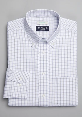 Traveler Collection Tailored Fit Button-Down Collar Grid Dress Shirt