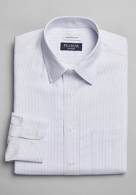 Traveler Collection Traditional Fit Point Collar Stripe Dress Shirt