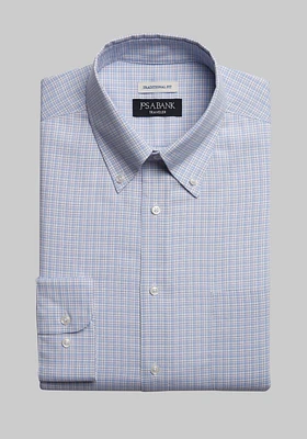 Traveler Collection Traditional Fit Button-Down Collar Mini Plaid Dress Shirt CLEARANCE