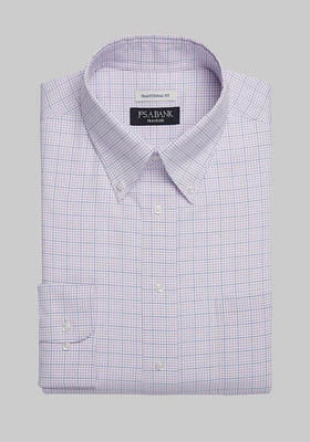 Traveler Collection Traditional Fit Button-Down Collar Check Dress Shirt