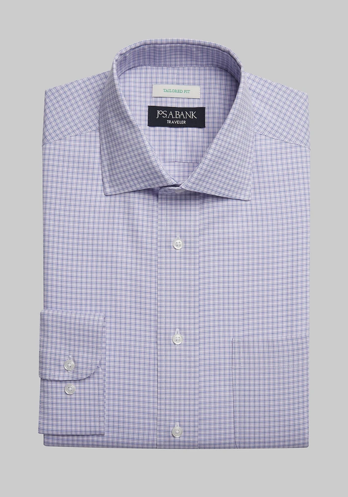 Traveler Collection Tailored Fit Mini Plaid Dress Shirt CLEARANCE