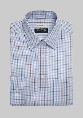 Traveler Collection Traditional Fit Spread Collar Grid Dress Shirt CLEARANCE