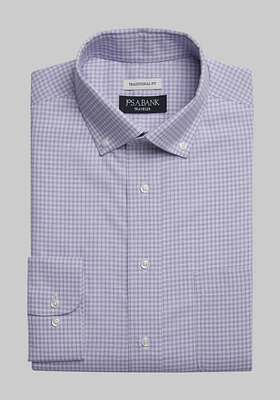 Traveler Collection Traditional Fit Mini Plaid Dress Shirt - Big & Tall CLEARANCE