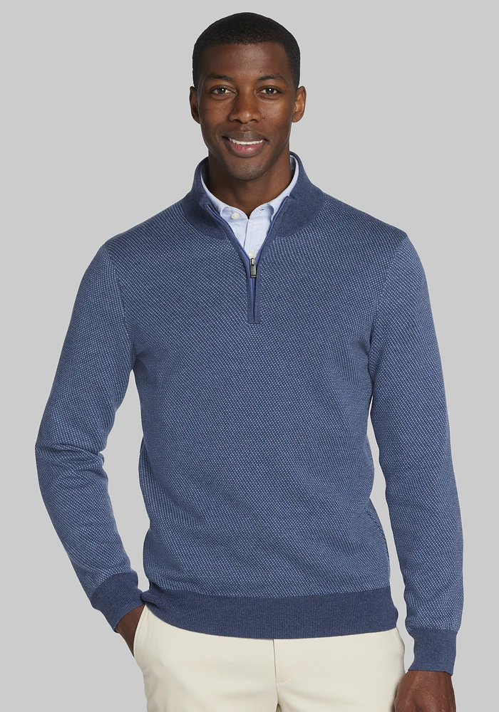 Jos. A. Bank Tailored Fit Twill Jacquard 1/4 Zip Sweater - Big & Tall CLEARANCE