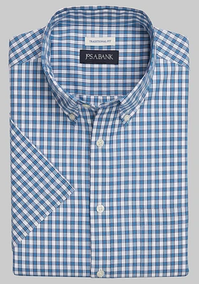 Jos. A. Bank Comfort Stretch Traditional Fit Plaid Short-Sleeve Sportshirt