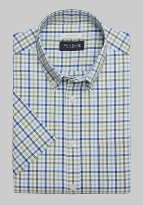 Jos. A. Bank Tailored Fit Gingham Short-Sleeve Sportshirt