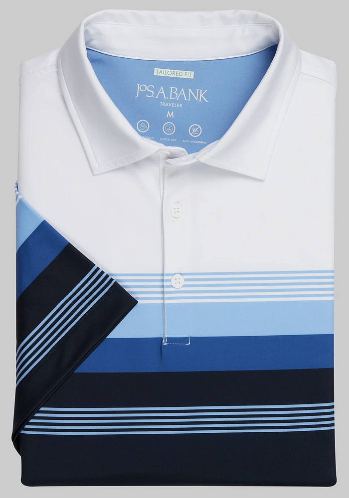 Traveler Collection Tailored Fit Stripe Performance Polo