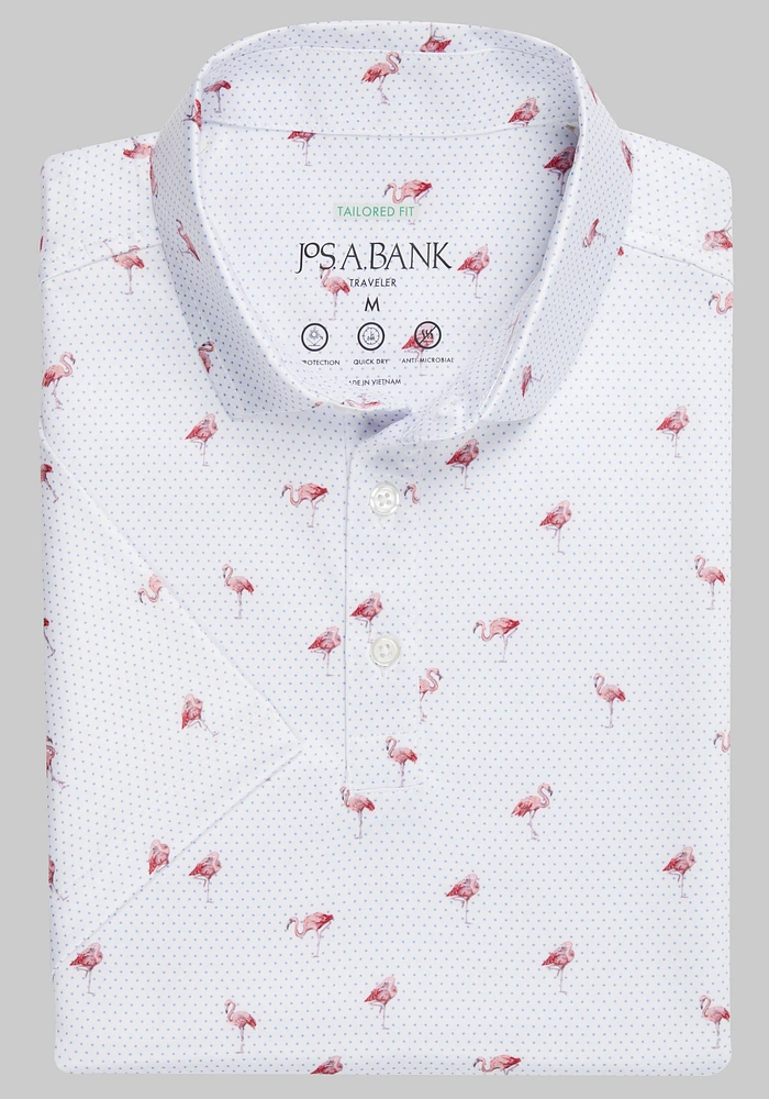 Traveler Collection Tailored Fit Flamingo Performance Polo