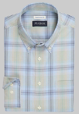 Jos. A. Bank Comfort Stretch Traditional Fit Tonal Plaid Long Sleeve Sportshirt