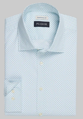 Jos. A. Bank Comfort Stretch Traditional Fit Diamond Dot Long Sleeve Sportshirt
