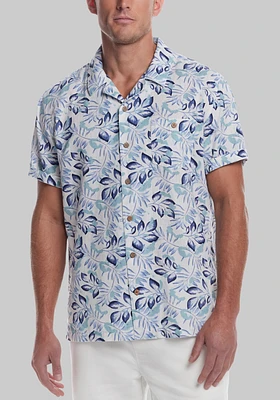 Weatherproof Vintage Traditional Fit Patterned Linen-Cotton Camp Shirt