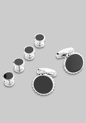Jos. A. Bank Round Black Enamel Cufflink & Stud Set