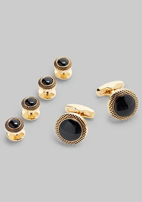 Jos. A. Bank Round Black Onyx Cufflink & Stud Set