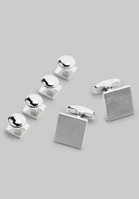 Jos. A. Bank Square Brushed Silver-Tone Cufflink & Stud Set