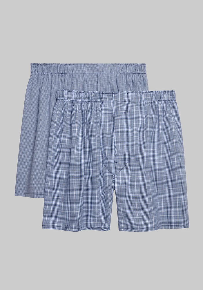 Jos. A. Bank Plaid & Mini Check Woven Boxers, 2-Pack