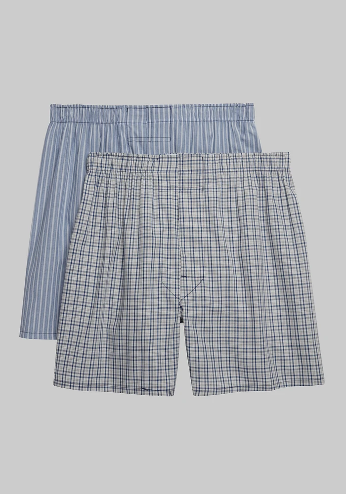 Jos. A. Bank Plaid & Stripe Woven Boxers, 2-Pack