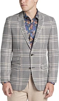 Slim Fit Peak Lapel Houndstooth Plaid Suit Separates Jacket