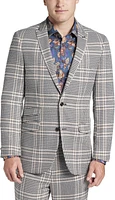 Slim Fit Peak Lapel Houndstooth Plaid Suit Separates Jacket