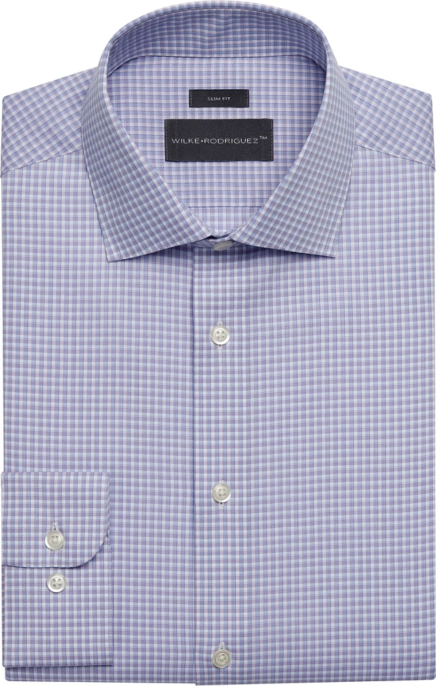 Slim Fit Spread Collar Check Dress Shirt