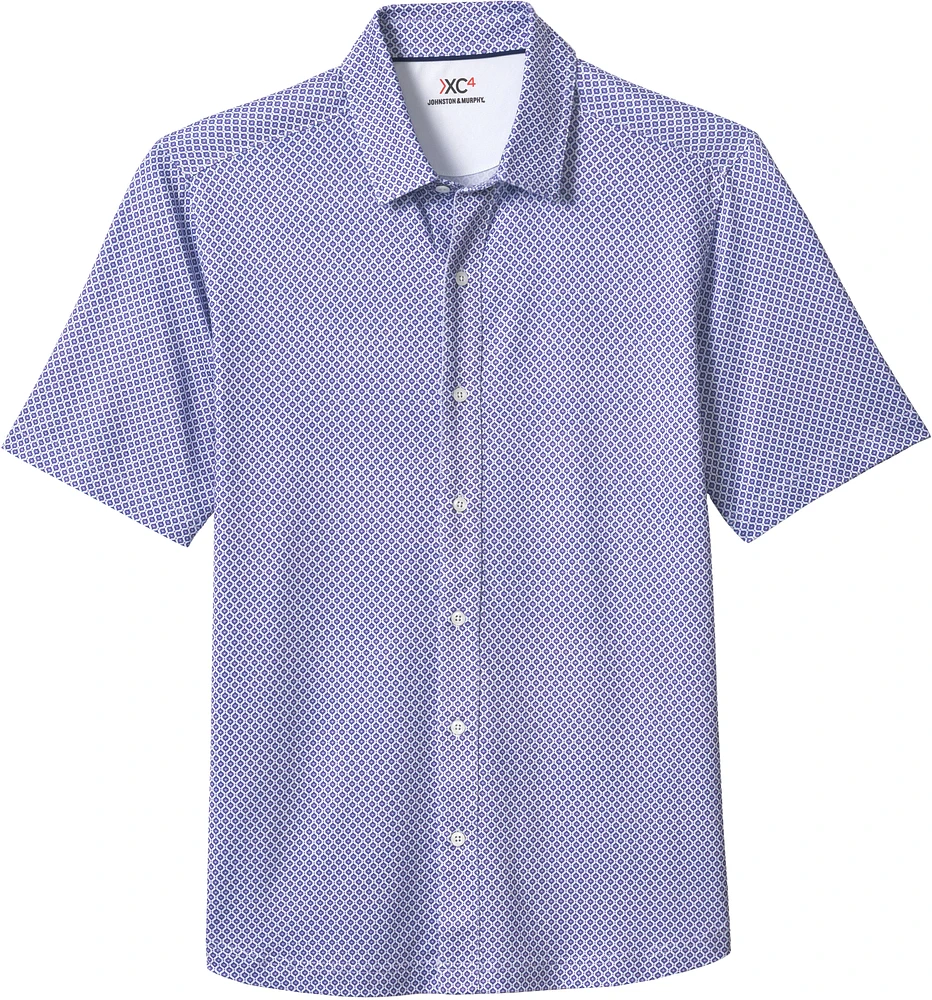 Modern Fit Droplet Pattern Short Sleeve Sport Shirt