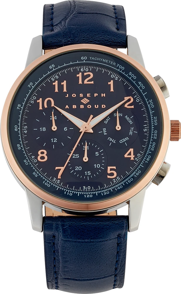 Joseph Abboud Watch, Navy Blue & Rose Gold